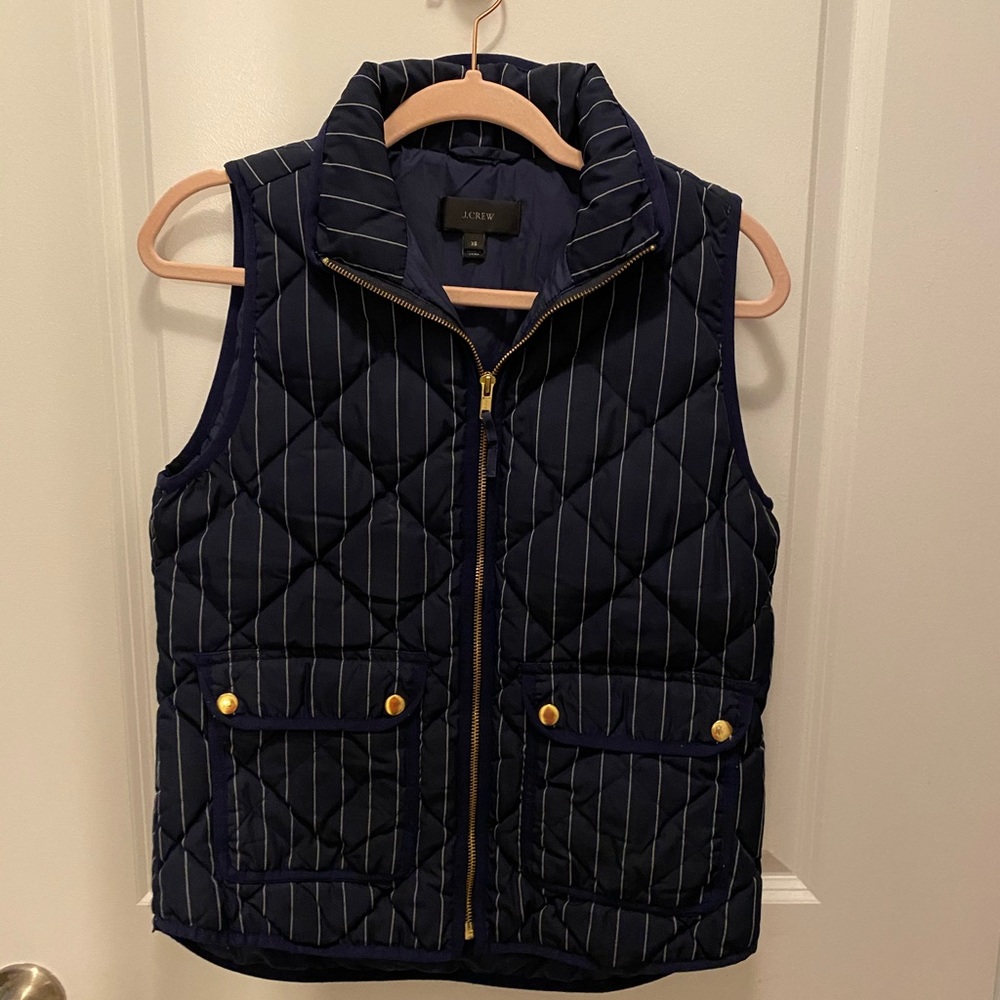 JCrew Striped Puffer Vest